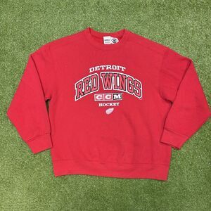 Vtg 90s CCM Center Ice Detroit Red Wings NHL Crew Sweatshirt Mens Size Large